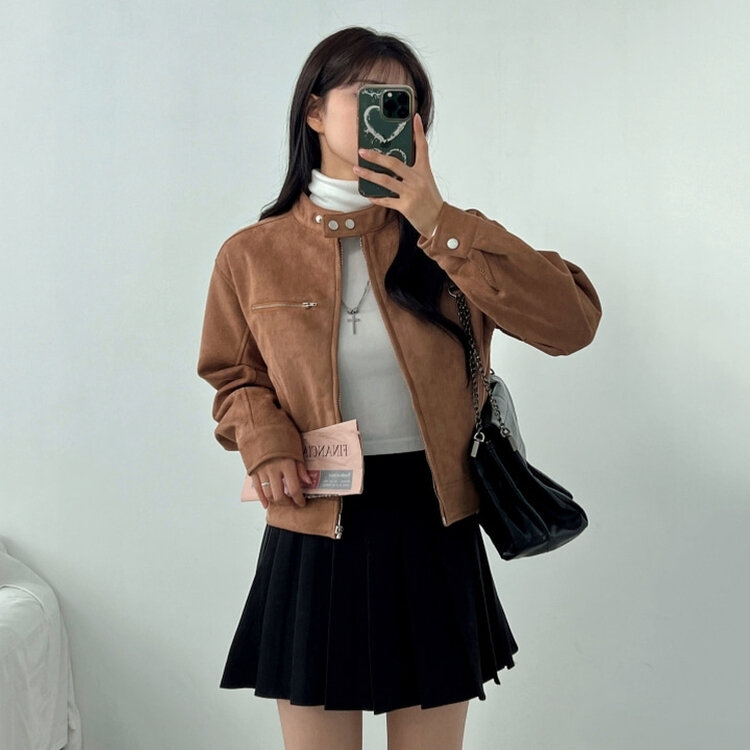 キッットチャイナカラースエードクロップジャケット｜ジャケット｜韓国