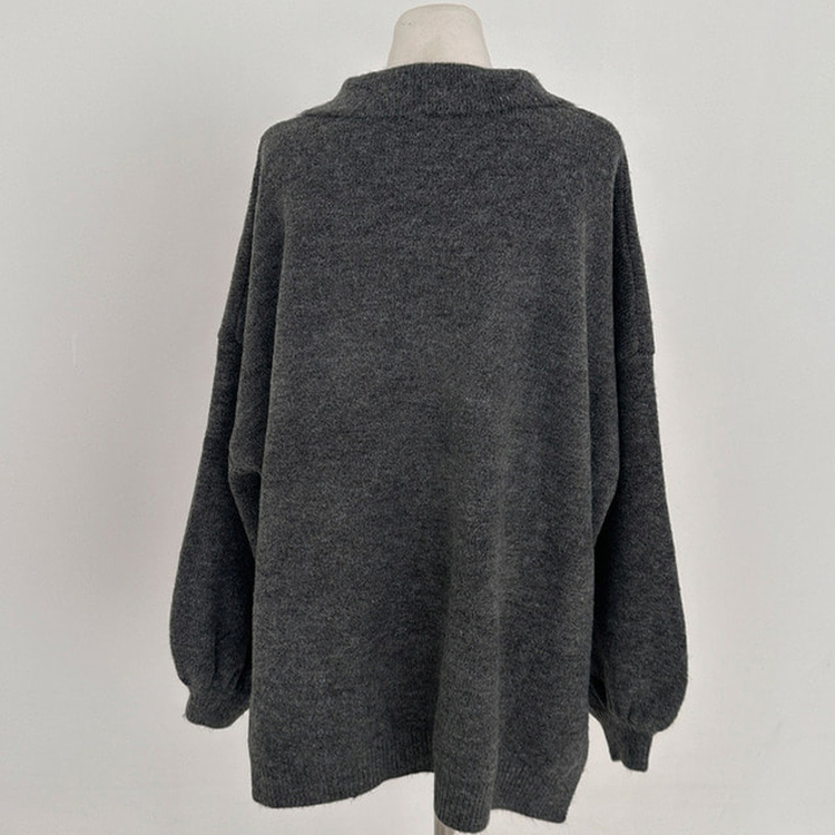 타임 울 벌룬 오버핏 트임 카라 니트