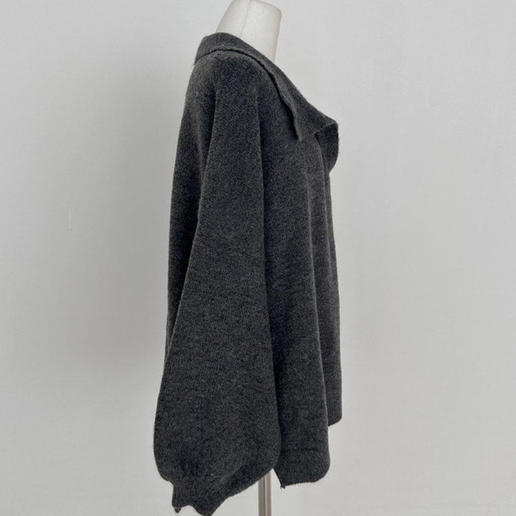 타임 울 벌룬 오버핏 트임 카라 니트