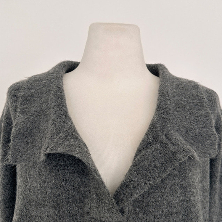 타임 울 벌룬 오버핏 트임 카라 니트