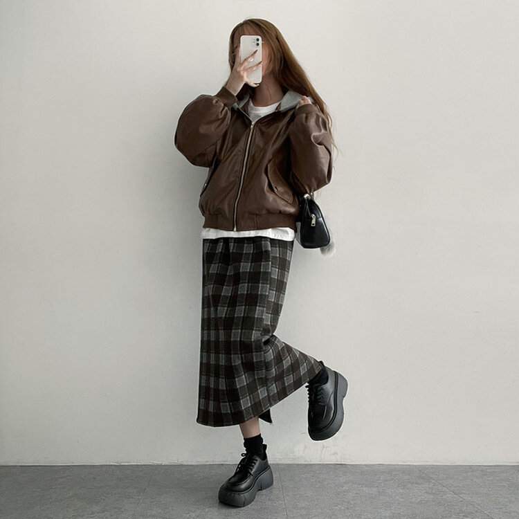 チェックバンディングロングスカート｜ミディ/ロングスカート｜韓国