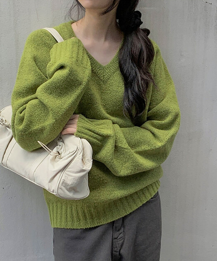 ふわふわニットVネック(9color)｜ニット｜韓国ファッション通販 SONA
