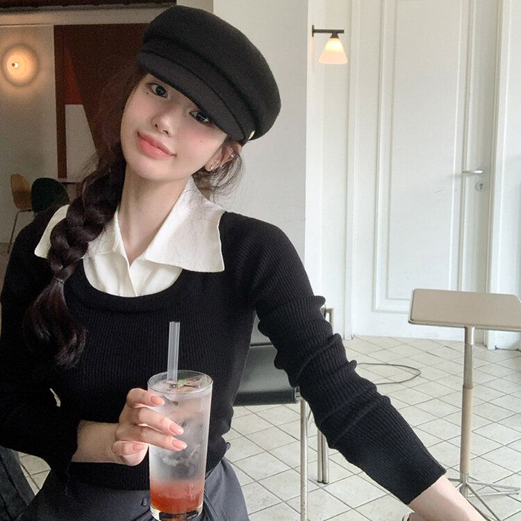 襟付きニットトップス｜ニット｜韓国ファッション通販 SONA