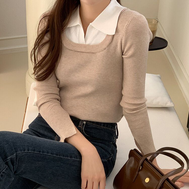 襟付きニットトップス｜ニット｜韓国ファッション通販 SONA