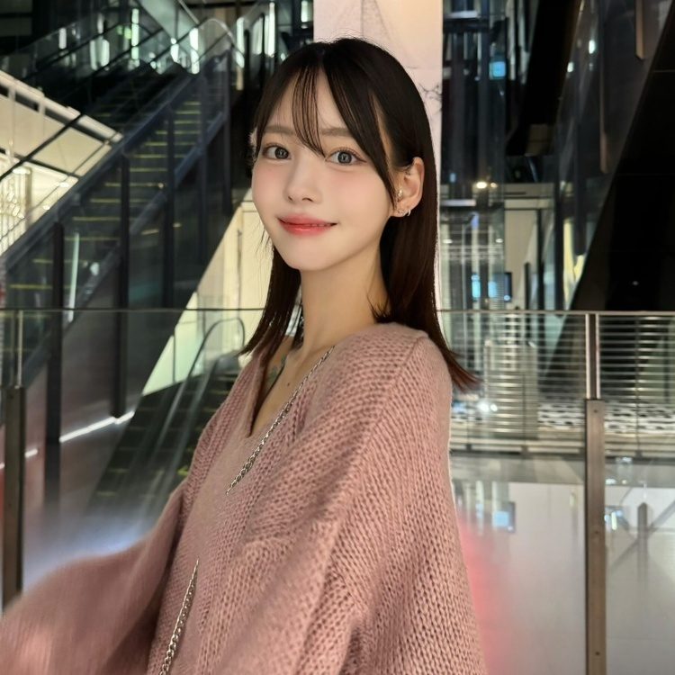 ニット ビンテージⅤネックダメージカットロングニット6色 PINK