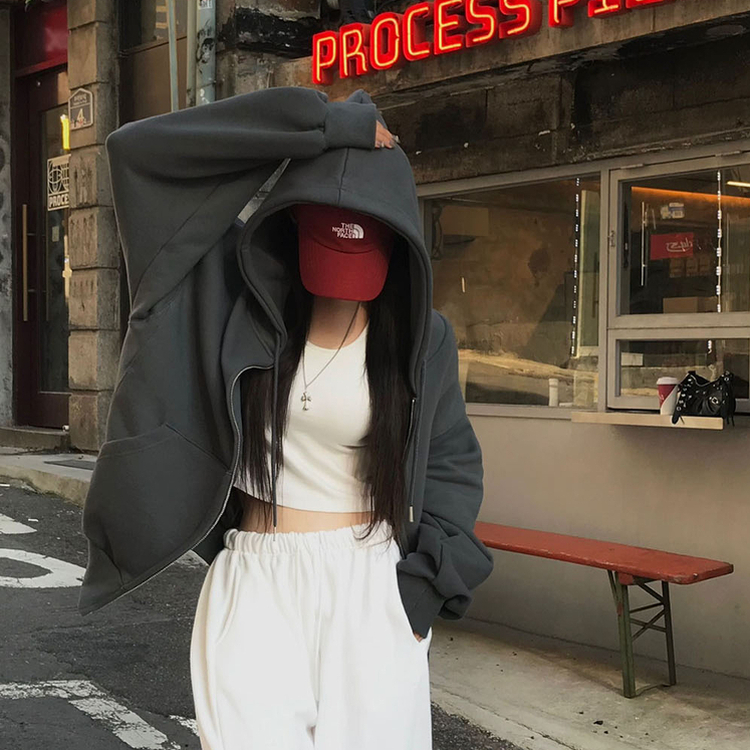 ノア2WAYパーカージップアップ(5color) CHARCOAL