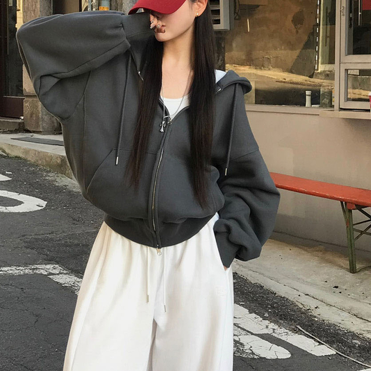 ノア2WAYパーカージップアップ(5color) CHARCOAL