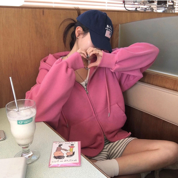 ノア2WAYパーカージップアップ(5color) PINK