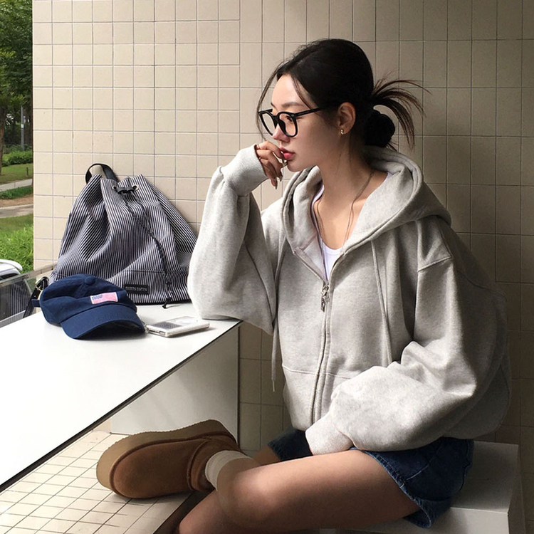 ノア2WAYパーカージップアップ(5color) LIGHT GRAY