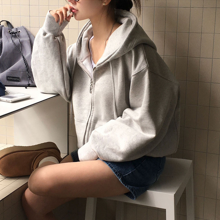 ノア2WAYパーカージップアップ(5color) LIGHT GRAY
