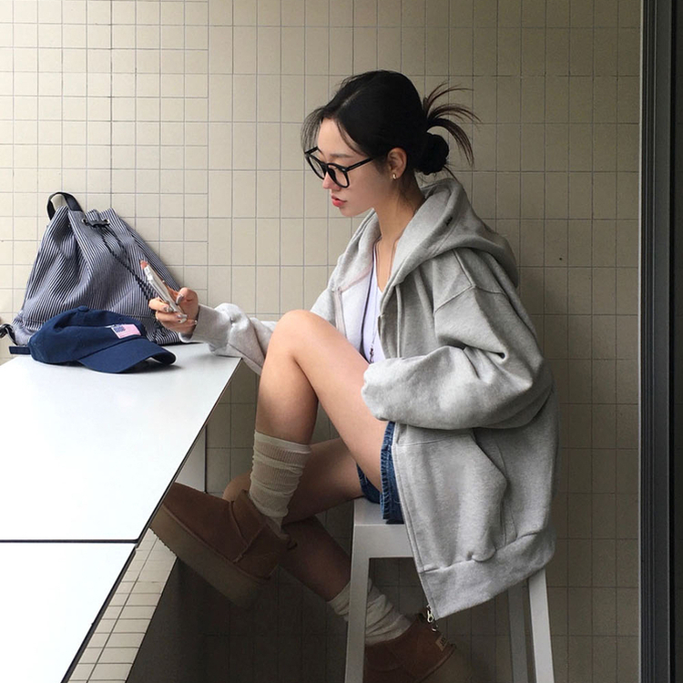 ノア2WAYパーカージップアップ(5color) LIGHT GRAY