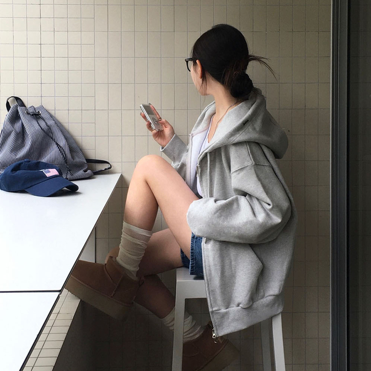 ノア2WAYパーカージップアップ(5color) LIGHT GRAY