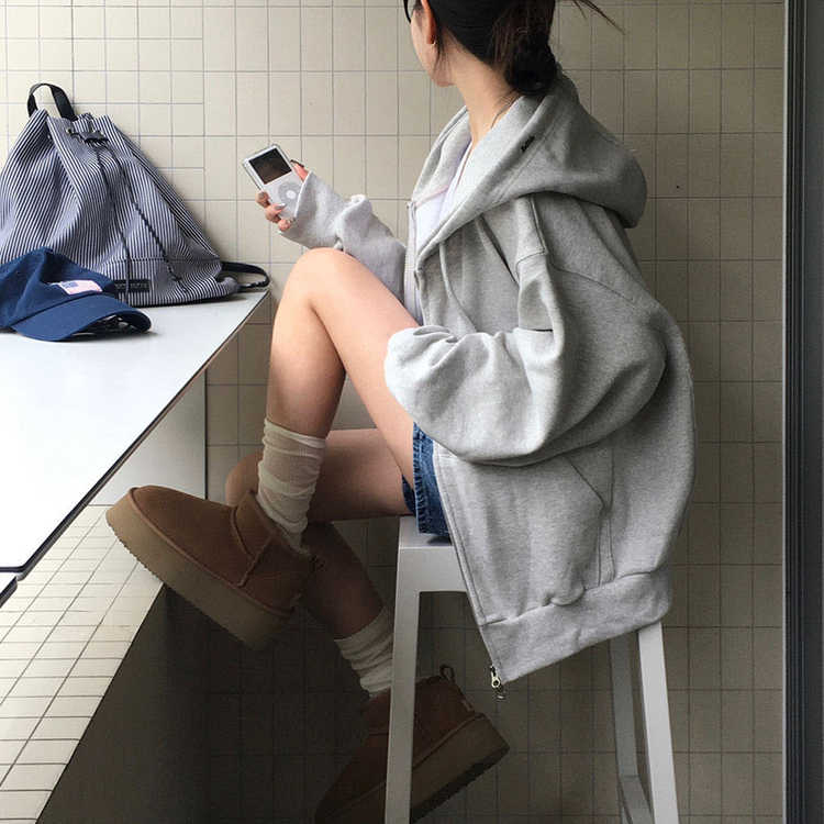 ノア2WAYパーカージップアップ(5color) LIGHT GRAY