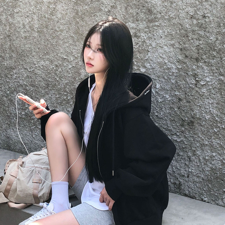 ノア2WAYパーカージップアップ(5color) BLACK