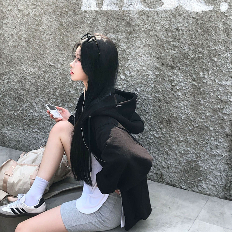 ノア2WAYパーカージップアップ(5color) BLACK