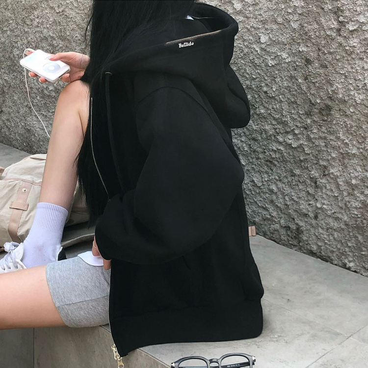 ノア2WAYパーカージップアップ(5color) BLACK