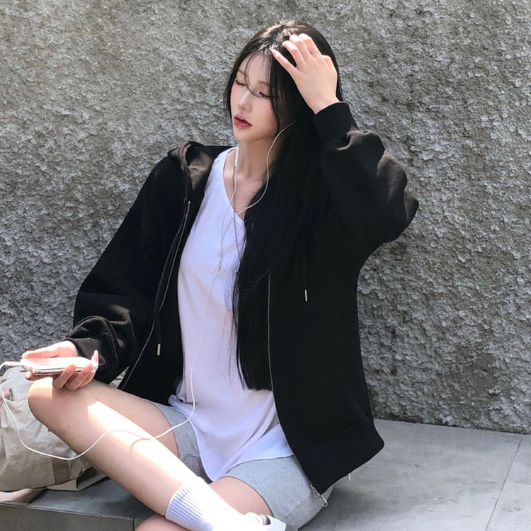 ノア2WAYパーカージップアップ(5color) BLACK