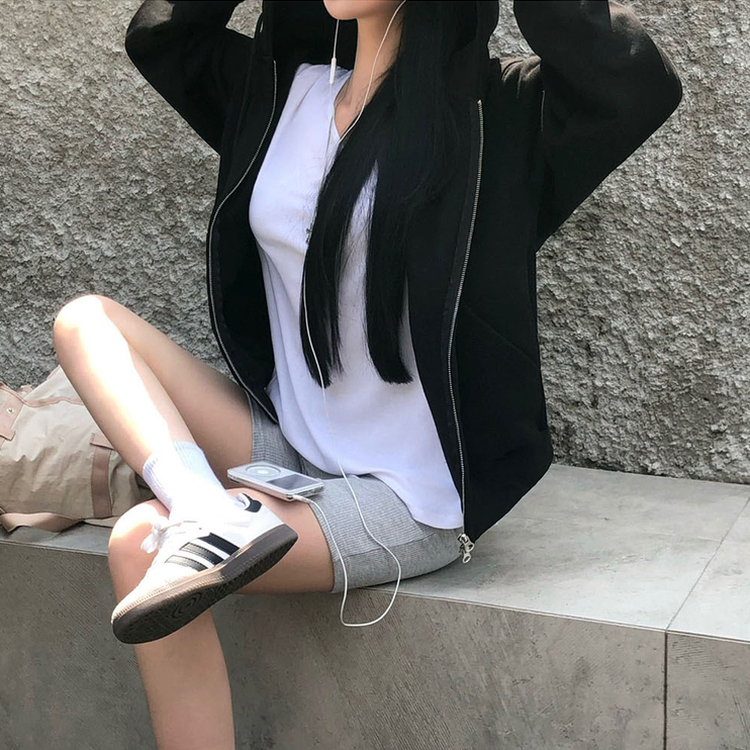 ノア2WAYパーカージップアップ(5color) BLACK