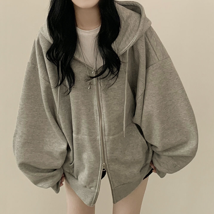 남녀공용 리얼 왕오버핏 투웨이 후드집업 빅사이즈 그레이