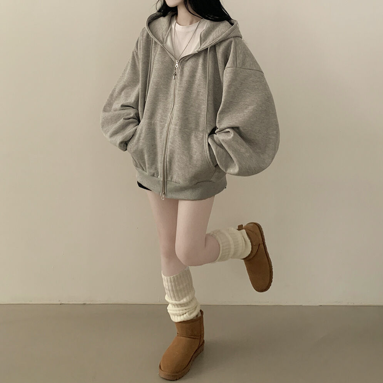 남녀공용 리얼 왕오버핏 투웨이 후드집업 빅사이즈 그레이