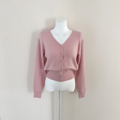 Vネックルーズフィット長袖カーディガン(7color)