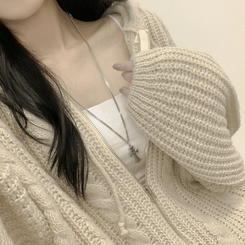 도톰 따뜻 아방핏 꽈배기 케이블 오버핏 니트 벌룬 후드집업 겨울가디건 연베이지