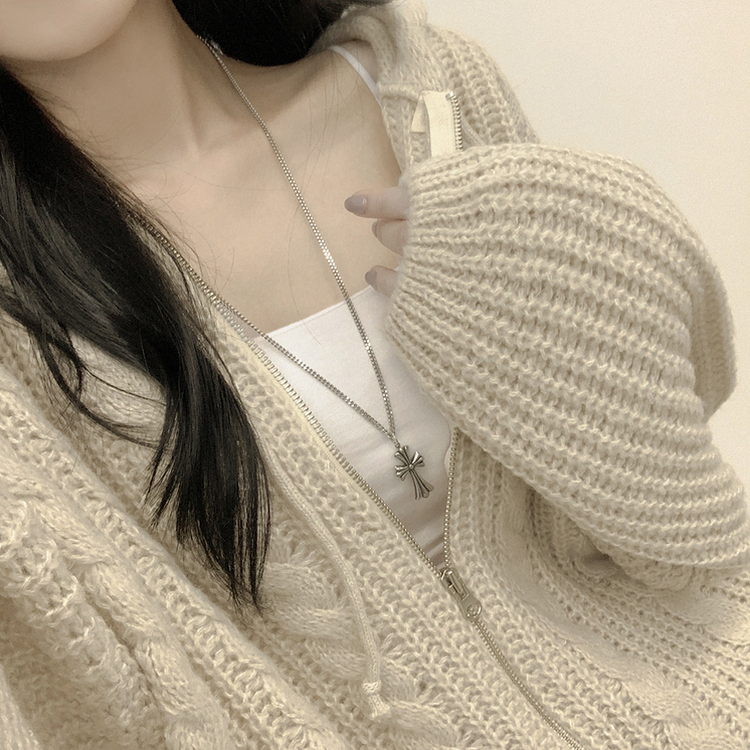 도톰 따뜻 아방핏 꽈배기 케이블 오버핏 니트 벌룬 후드집업 겨울가디건 연베이지