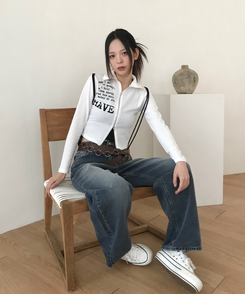 レタリングビンテージy2kジップアップ WHITE