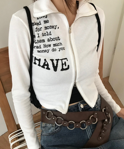 レタリングビンテージy2kジップアップ WHITE