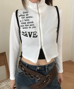 レタリングビンテージy2kジップアップ WHITE