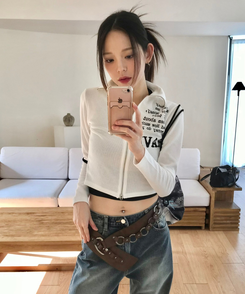 レタリングビンテージy2kジップアップ WHITE