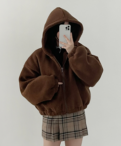 もこもこパーカージップアップ｜ジャンパー｜韓国ファッション
