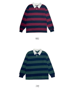 カラーポイントストライプ長袖Tシャツ(6color)