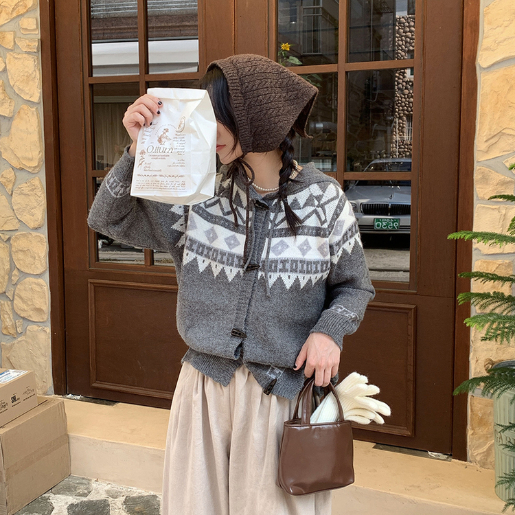 極美品 バトナー モヘヤ ラトビアンクルーネック長袖ニット アルパカ 白黒 Ｍ 極美品 バトナー モヘヤ ラトビアンクルーネック長袖ニット アルパカ