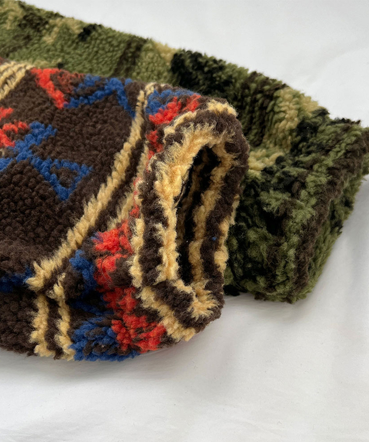 노르딕 후리스 오버핏 벌룬 패턴 스트링 후드 집업