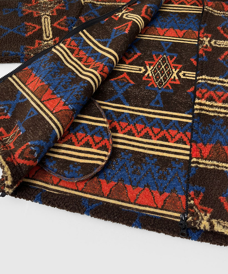 노르딕 후리스 오버핏 벌룬 패턴 스트링 후드 집업