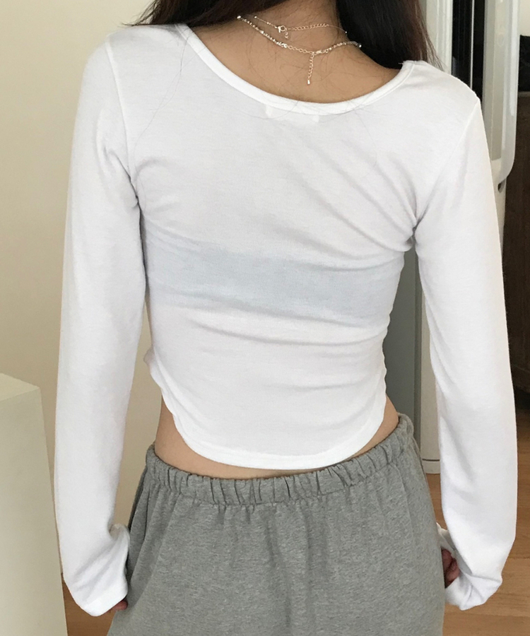 ビーノスリムフィット長袖Tシャツ IVORY