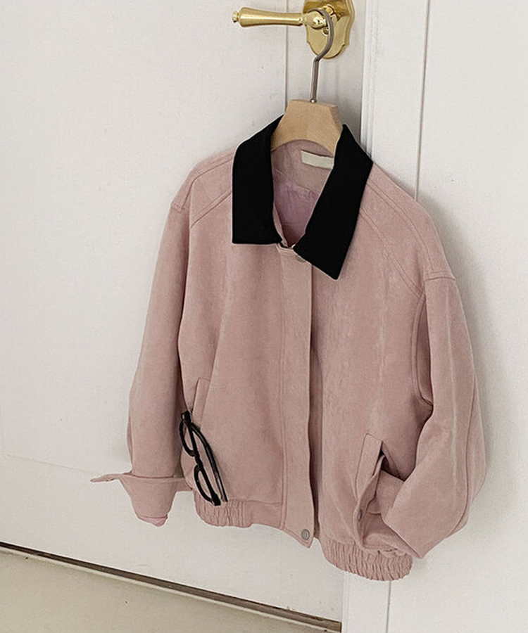 ピンクスエードカラージップアップブルゾン｜ジャケット｜韓国