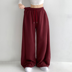 쏘야 밴딩 사이드 핀턱 롱와이드 팬츠 코튼 트레이닝 바지 기장선택 키작녀 키큰녀 남녀공용 빅사이즈 사계절팬츠 버건디