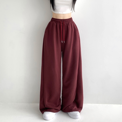 쏘야 밴딩 사이드 핀턱 롱와이드 팬츠 코튼 트레이닝 바지 기장선택 키작녀 키큰녀 남녀공용 빅사이즈 사계절팬츠 버건디