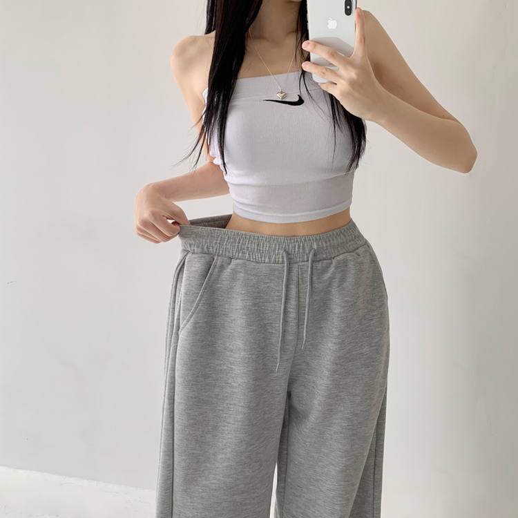 쏘야 밴딩 사이드 핀턱 롱와이드 팬츠 코튼 트레이닝 바지 기장선택 키작녀 키큰녀 남녀공용 빅사이즈 사계절팬츠 그레이