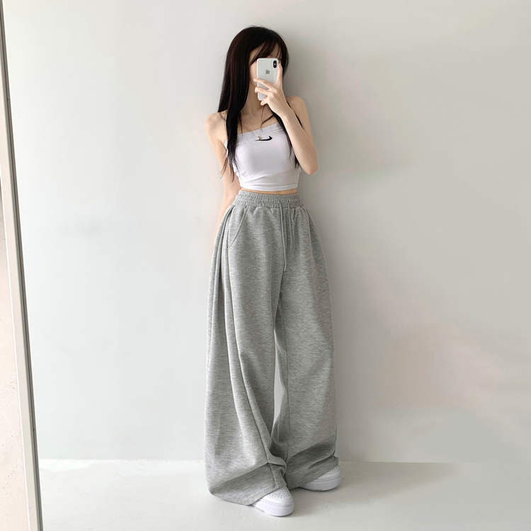 쏘야 밴딩 사이드 핀턱 롱와이드 팬츠 코튼 트레이닝 바지 기장선택 키작녀 키큰녀 남녀공용 빅사이즈 사계절팬츠 그레이