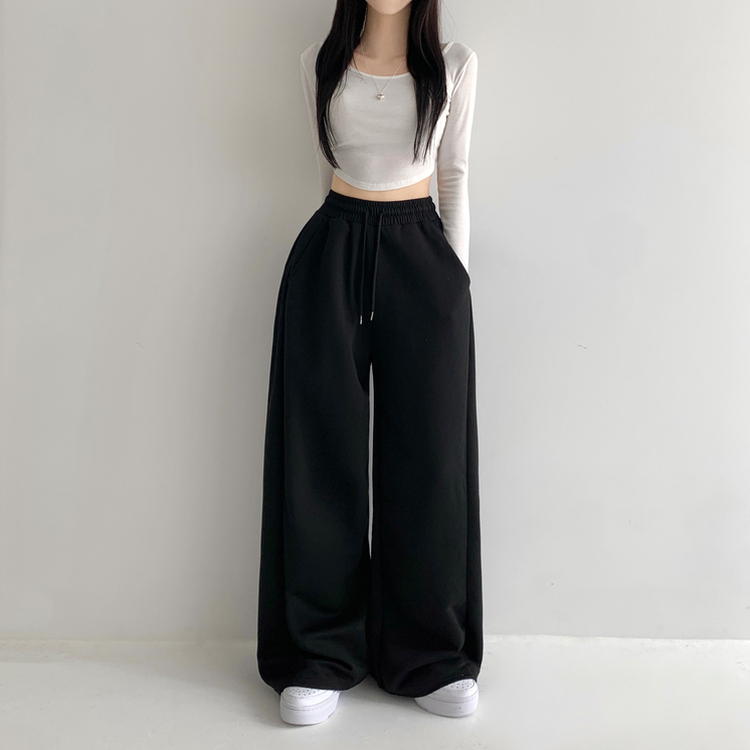 쏘야 밴딩 사이드 핀턱 롱와이드 팬츠 코튼 트레이닝 바지 기장선택 키작녀 키큰녀 남녀공용 빅사이즈 사계절팬츠 블랙