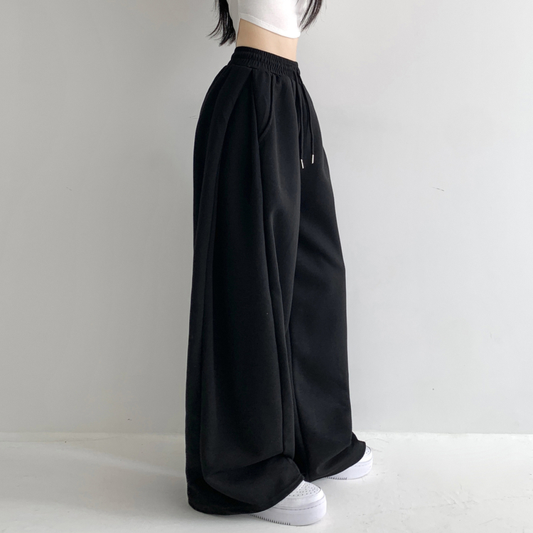 쏘야 밴딩 사이드 핀턱 롱와이드 팬츠 코튼 트레이닝 바지 기장선택 키작녀 키큰녀 남녀공용 빅사이즈 사계절팬츠 블랙