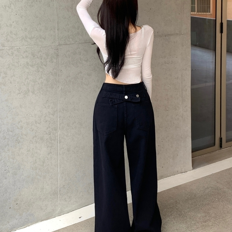 프레즐 비조 백포인트 허리 3버튼 비죠 하이웨스트 로우 코튼 면 와이드 팬츠 바지 사계절템 데일리룩 남녀공용 유니섹스 블랙 바지 3color 블랙