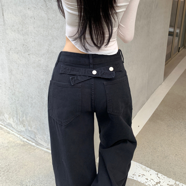 프레즐 비조 백포인트 허리 3버튼 비죠 하이웨스트 로우 코튼 면 와이드 팬츠 바지 사계절템 데일리룩 남녀공용 유니섹스 블랙 바지 3color 블랙