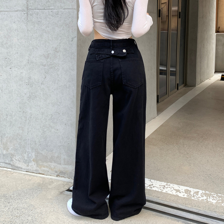 프레즐 비조 백포인트 허리 3버튼 비죠 하이웨스트 로우 코튼 면 와이드 팬츠 바지 사계절템 데일리룩 남녀공용 유니섹스 블랙 바지 3color 블랙