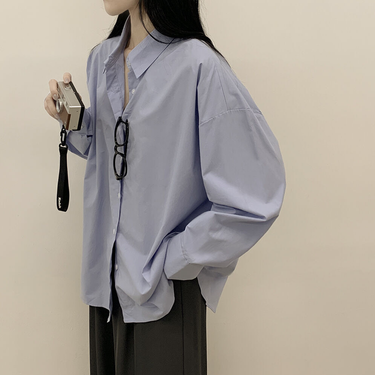 딸기크림 바스락 코튼 베이직 기본 긴팔셔츠 빅사이즈 레이어드템 소라