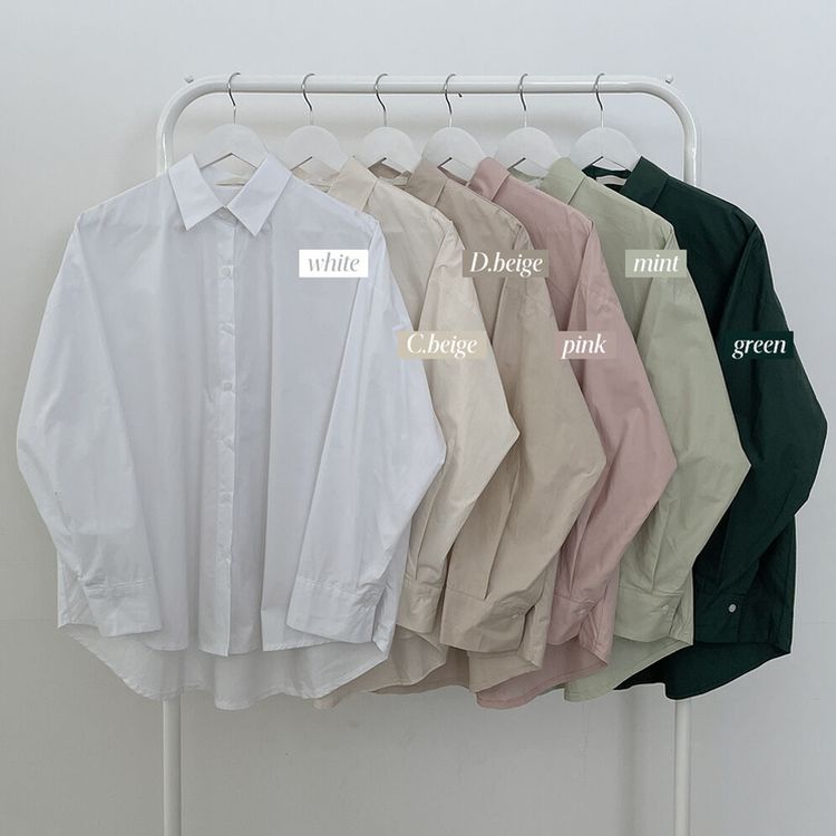 딸기크림 바스락 코튼 베이직 기본 긴팔셔츠 빅사이즈 레이어드템