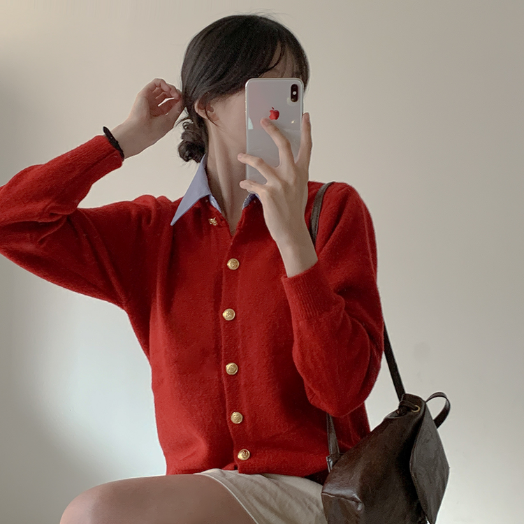ルーズフィットカーディガン(5color) red